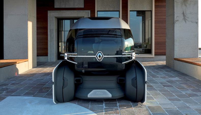 Renault EZ-PRO Concept-Car 2018 en una situaciÃ³n estÃ¡tica en la parte inferior de un edificio para la entrega en el Ãºltimo kilÃ³metro